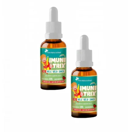 2x Imunitrix - Vitamina C - Vitamina D - Zinco - 30ml - Morango