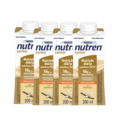 Kit Suplemento Alimentar Nutren Sênior 50+ Baunilha 200ml 4 unidades