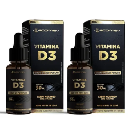 2Un Vitamina D3 2.000Ui em Gotas 30Ml - Sabor Morango